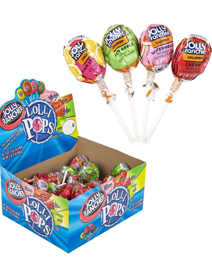 50 stk Jolly Rancher Lollies - Assorterte Kjærligheter i 4 Smaker - Hel Eske 850 gram (USA Import)