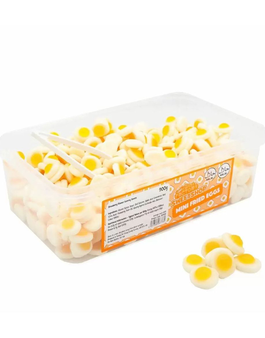 600 stk Sweetshop Mini Fried Eggs - Boks med Godteriegg 900 gram