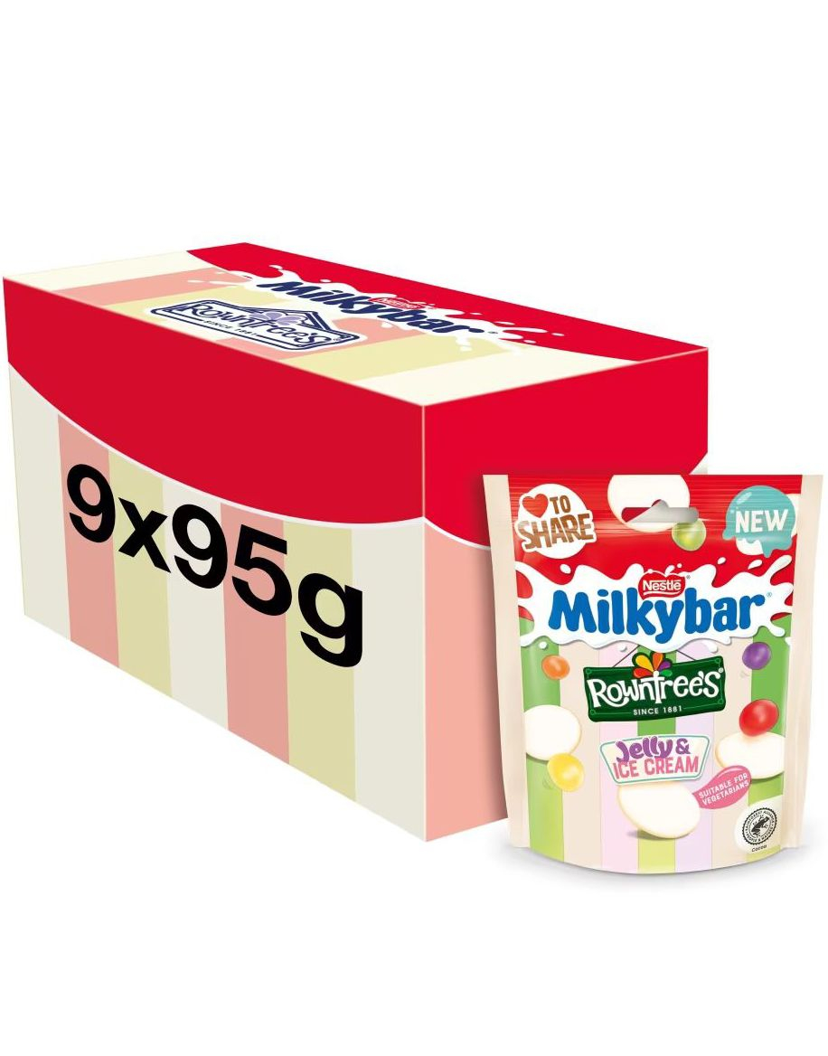 9 stk Nestle Milkybar Rowntree's Jelly & Ice Cream - Hel Eske 855 gram