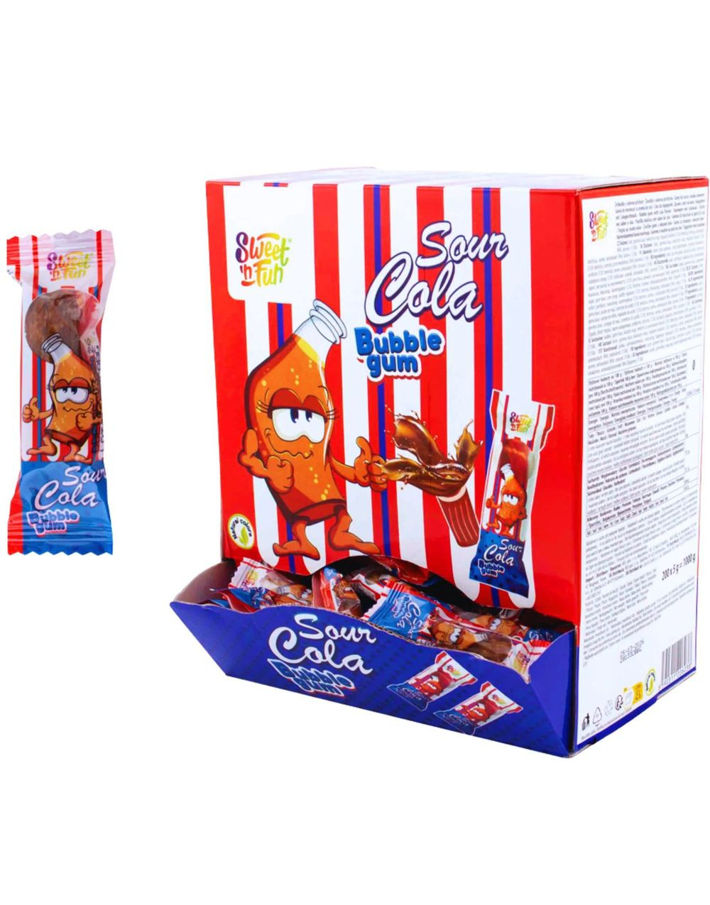 200 stk S&F Cola Bubblegum - Sur Colaformet Tyggegummi i Dispensereske 1kg