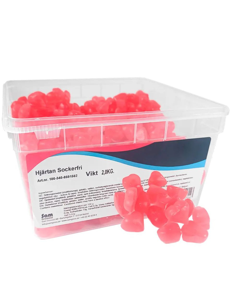 2 kg Sugarfree Hearts - Sukkerfri Hjerteformet Vingummi