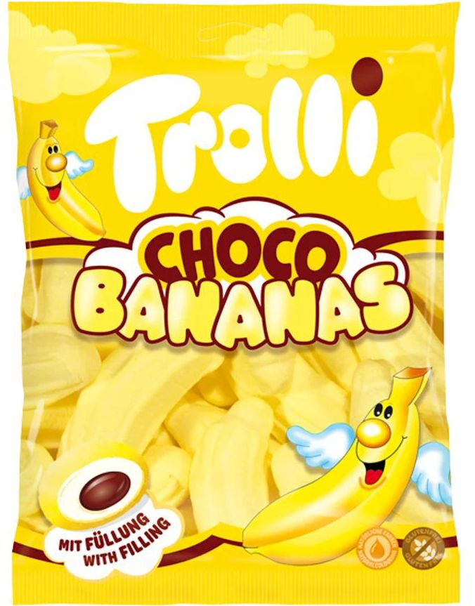 Trolli Choco Bananas - Skumbananer med Sjokoladefyll 150 gram