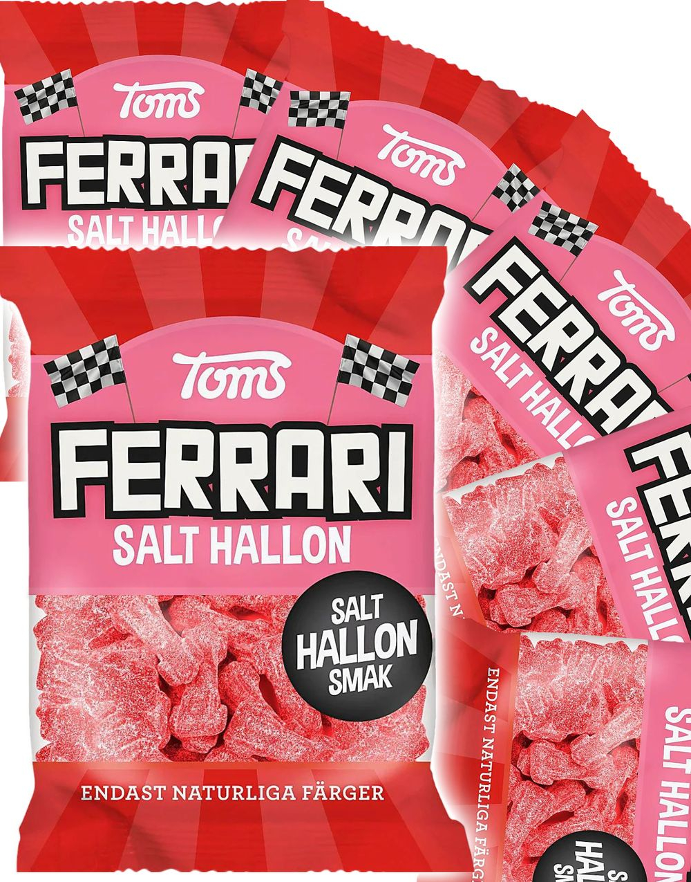 30 stk Toms Ferrari Salt Hallon - Vingummi med Salt Bringebærsmak - Hel Eske 3,6 kg