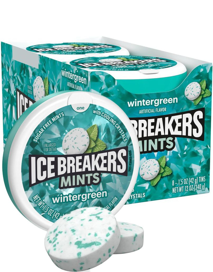 8 stk Ice Breakers Wintergreen - Sukkerfrie Sukkertøy med Mintsmak - Hel Eske 336 gram (USA Import)