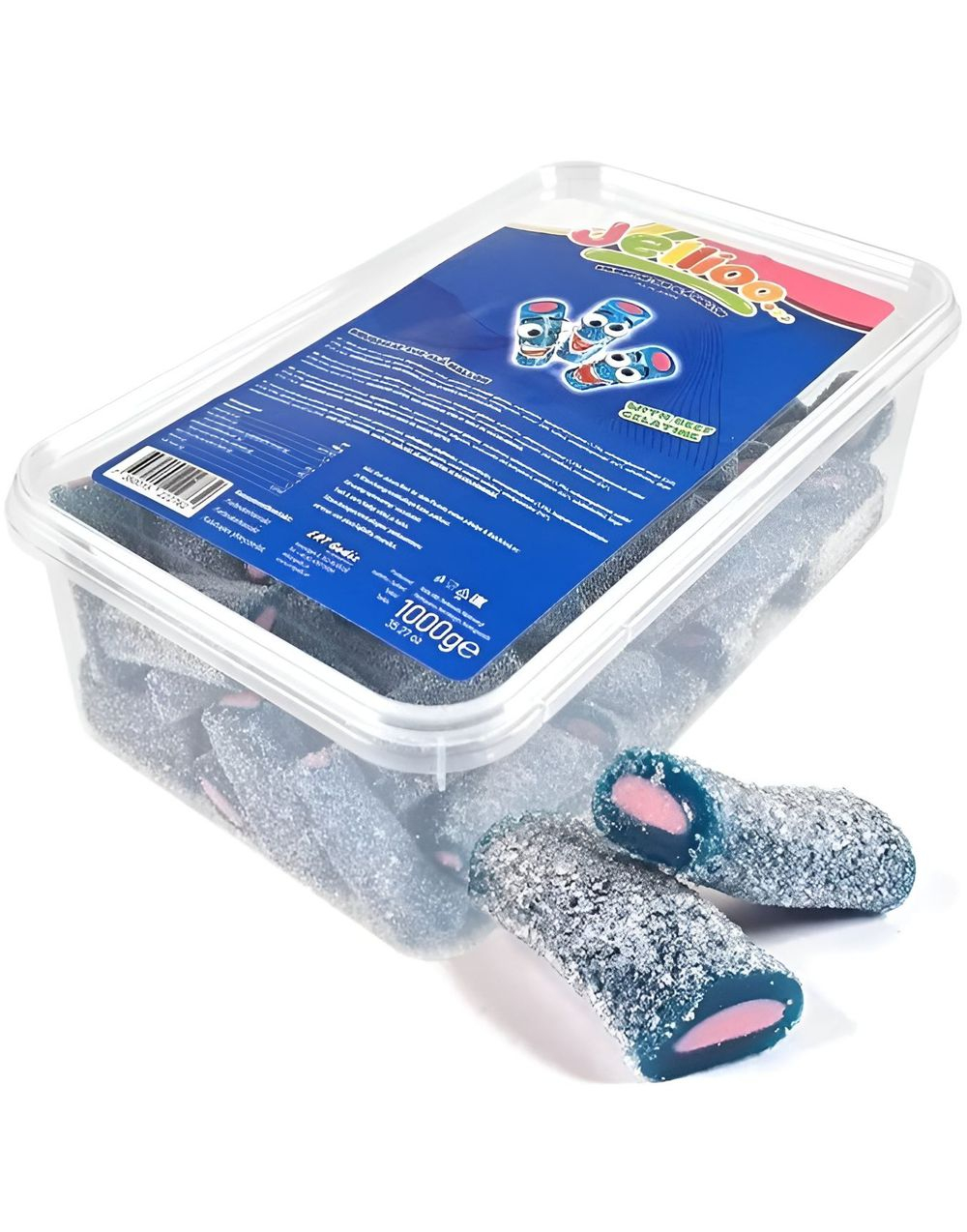 1 kg Boks med Sure Tykke Blå Bringebær Lakrisstenger
