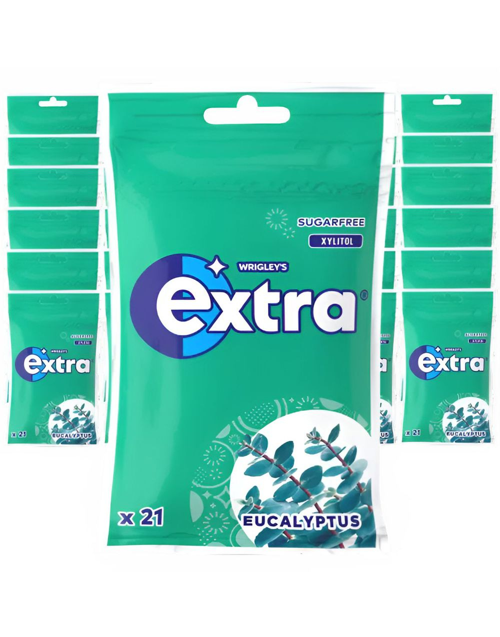 30 stk Extra Tyggegummi med Eucalyptussmak - Selvlukkende Pose - Hel Eske 870 gram