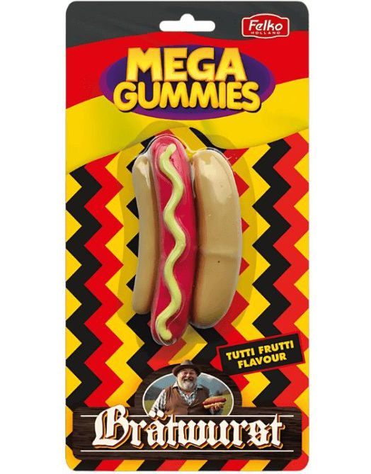 Mega Gummies German Bratwurst - Vingummi Pølse med Tutti Fruttismak 120 gram