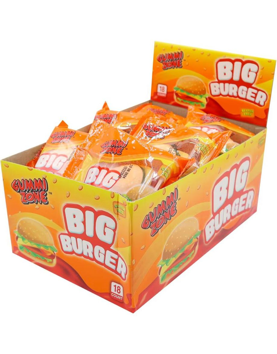 18 stk Gummi Zone Stor Vingummi Burger - Hel Eske