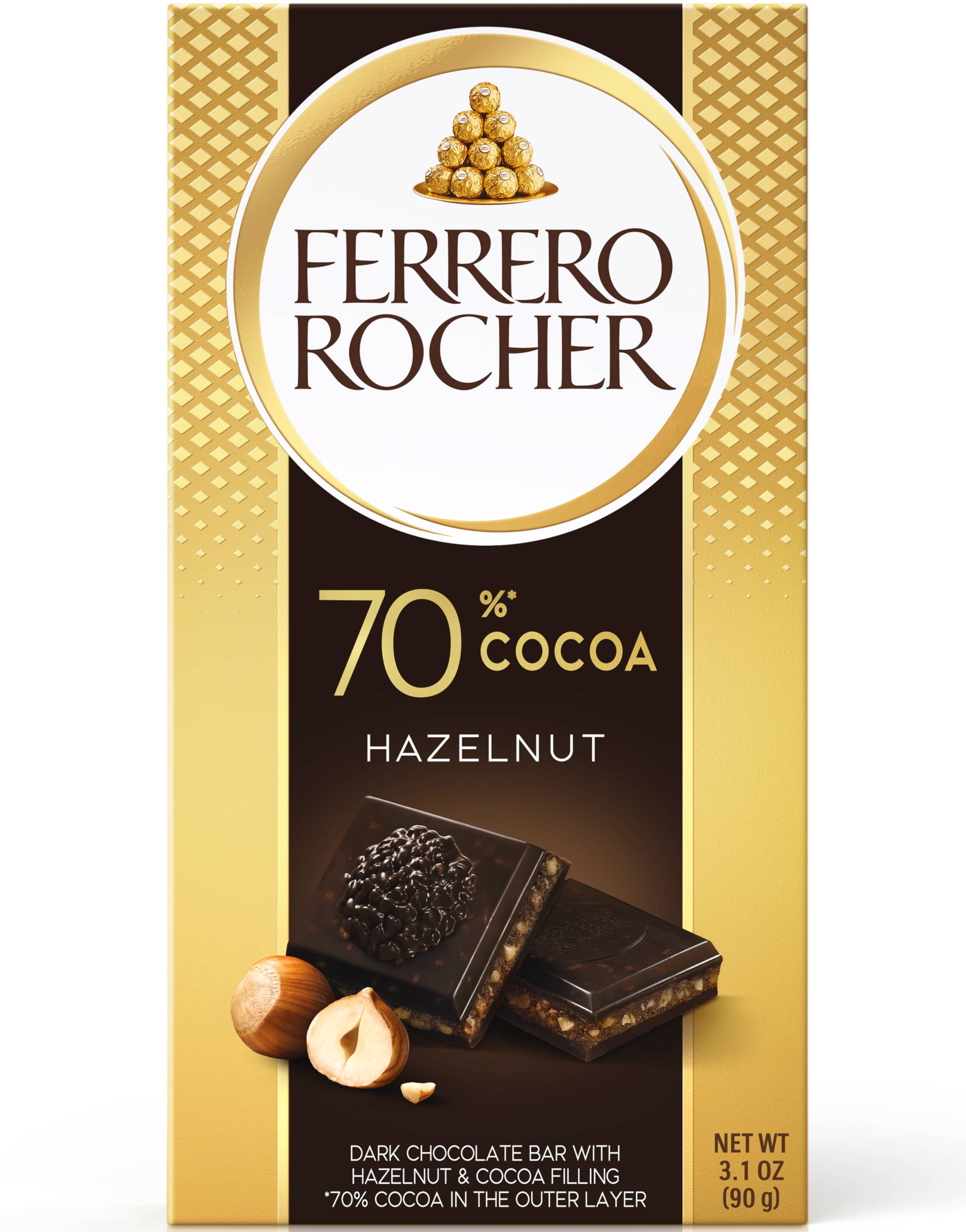 Ferrero Rocher Mørk Sjokoladeplate med Hasselnøtter 90 gram