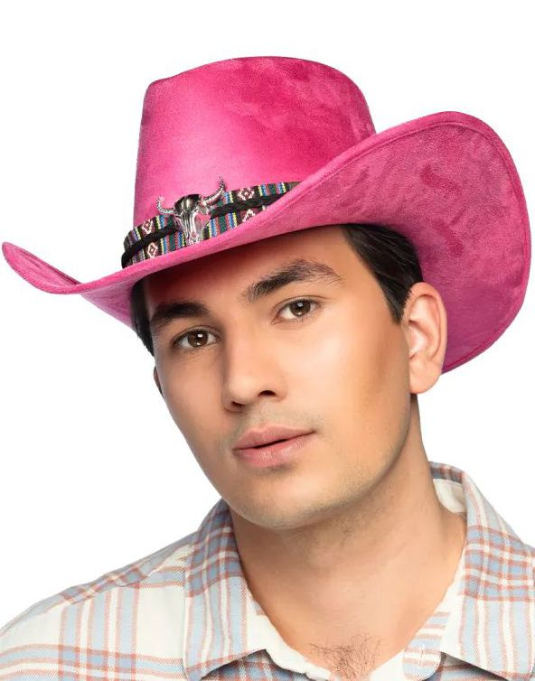 Rosa Cowboyhatt med Snor og Emblem