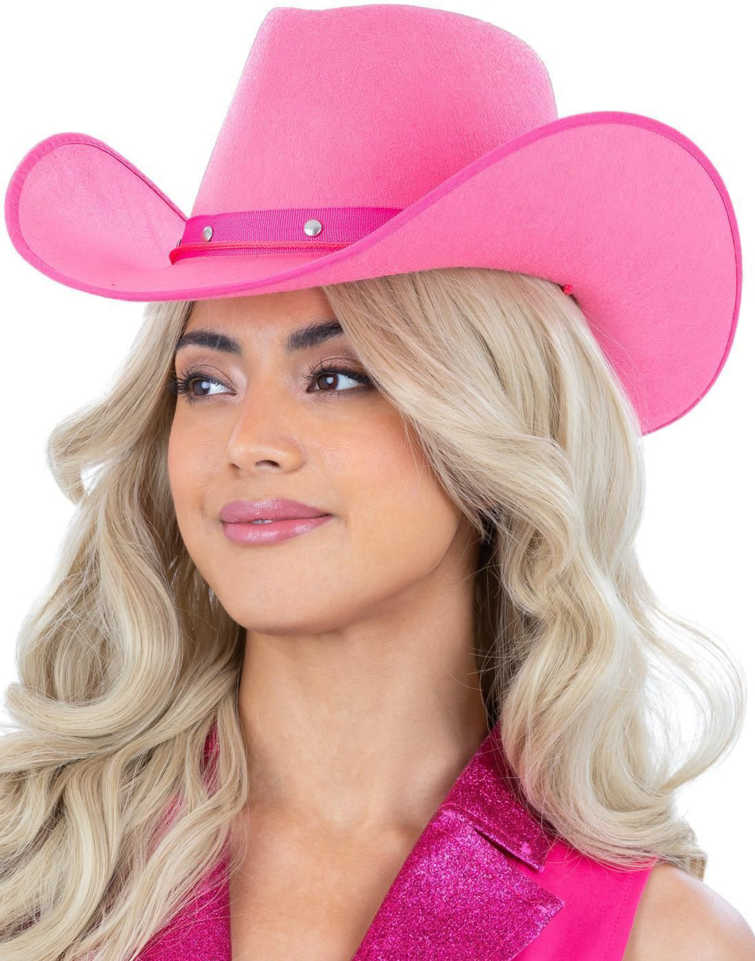 Rosa Cowboyhatt med Rosa Bånd og Nagler
