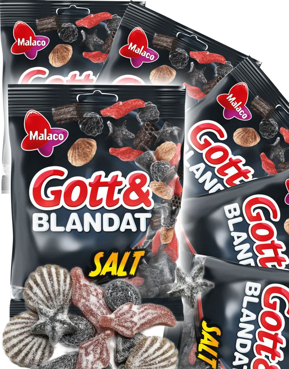 36 stk Godt og Blandet Salt - Forskjellige Salte Vingummi- og Lakrisbiter - Hel Eske 5,4 kg
