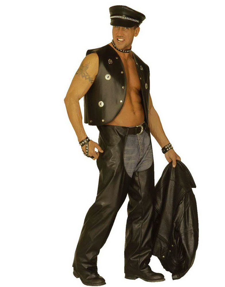 Svarte Biker/Rocker Kostyme Chaps