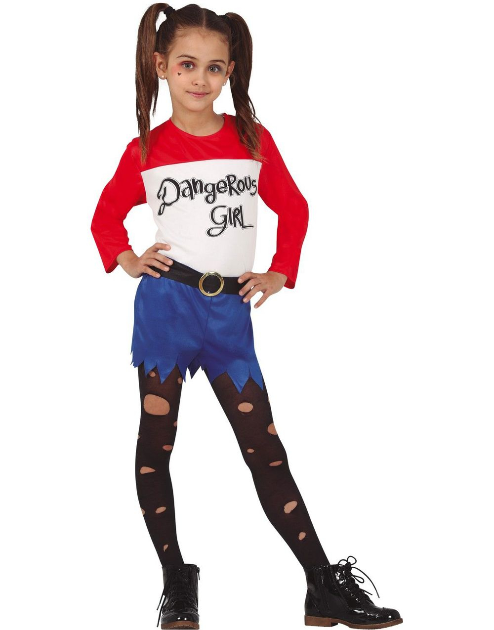 Crazy Dangerous - Harley Quinn Inspirert Kostyme til Jente - Strl 7-9 år