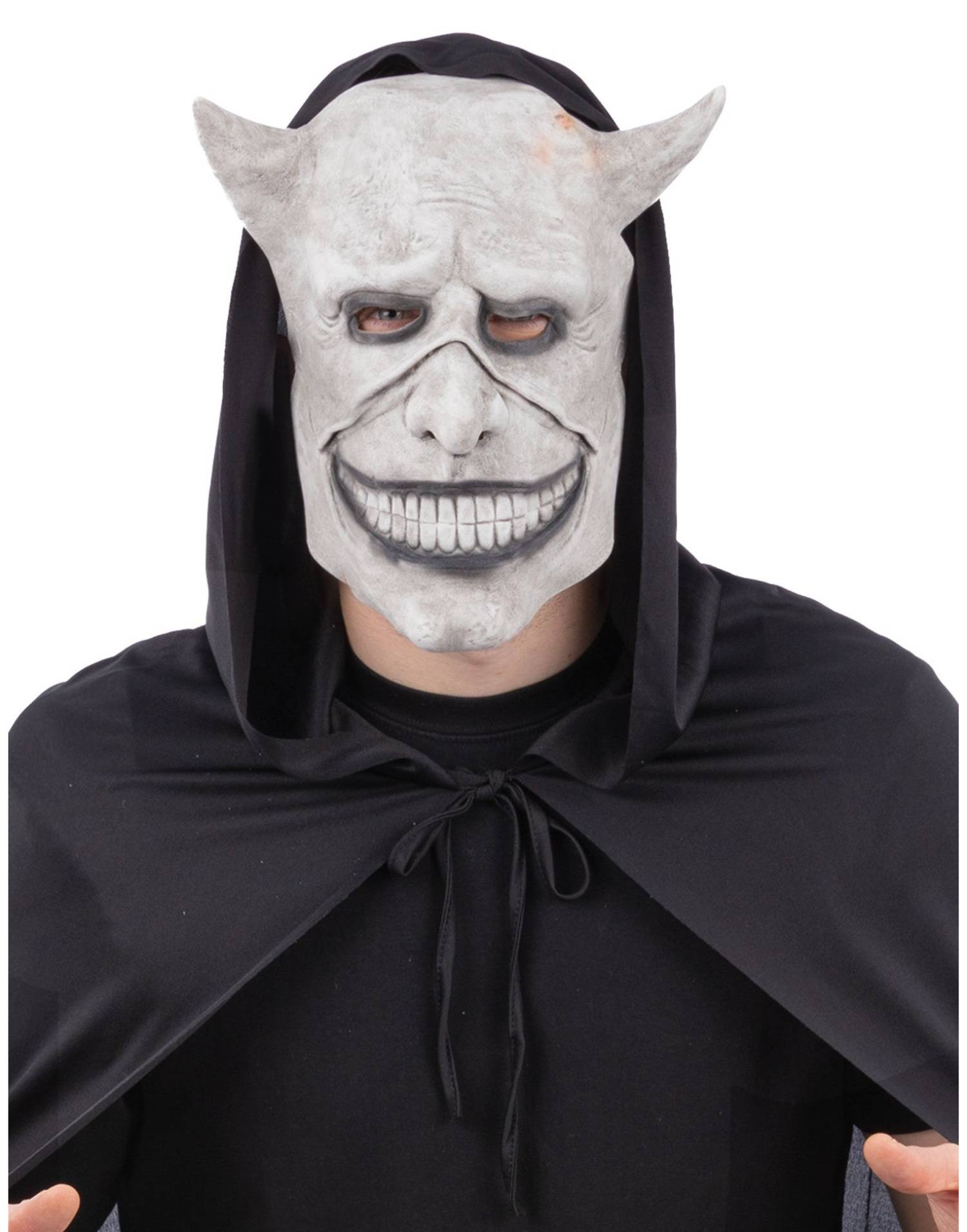 Smilende Grå Djevel Latex Maske