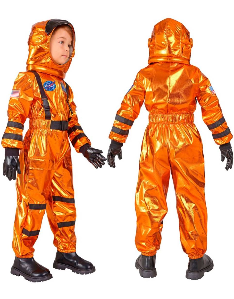 Orange Unisex Astronautkostyme til Barn