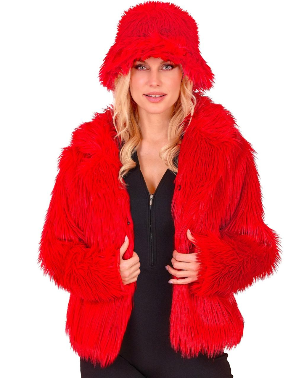Rød Plysjakke til Dame
