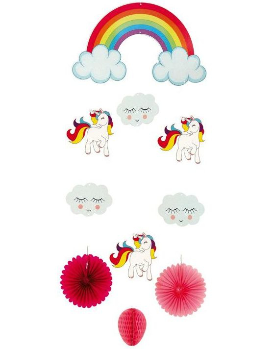 Sett med 10 Hengende Enhjørning Dekorasjoner 40x72 cm