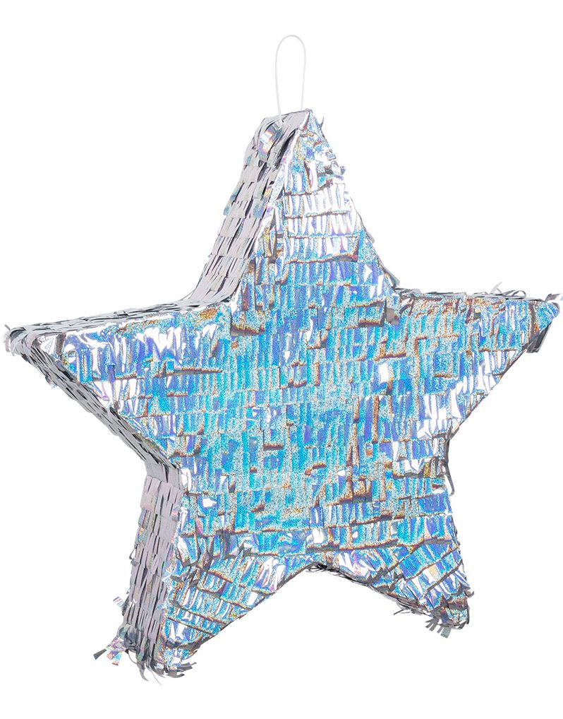 Iriserende Glitrende Sølvfoliert Stjerne Pinata 44x44 cm