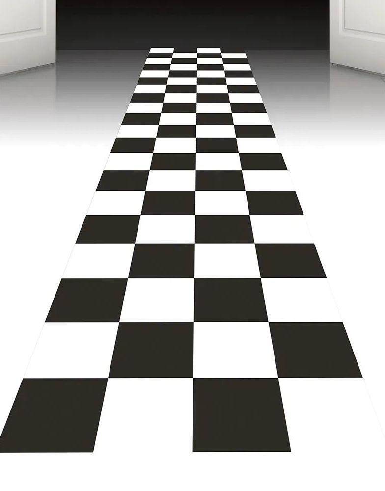 450x60 cm Svart og Hvit Løper - Racing