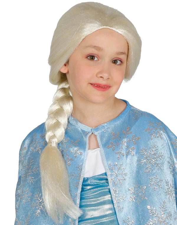 Blond Elsa Inspirert Barneparykk med Flette