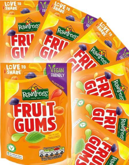10 stk Rowntree's Fruit Gums - Vegansk Vingummi med Fruktsmak - Hel Eske 1,5 kg