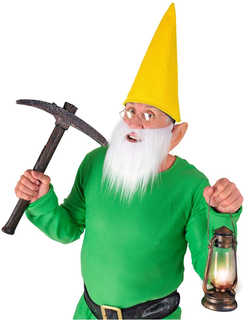 Gul Dverg Sett - Hatt med Ører og Skjegg