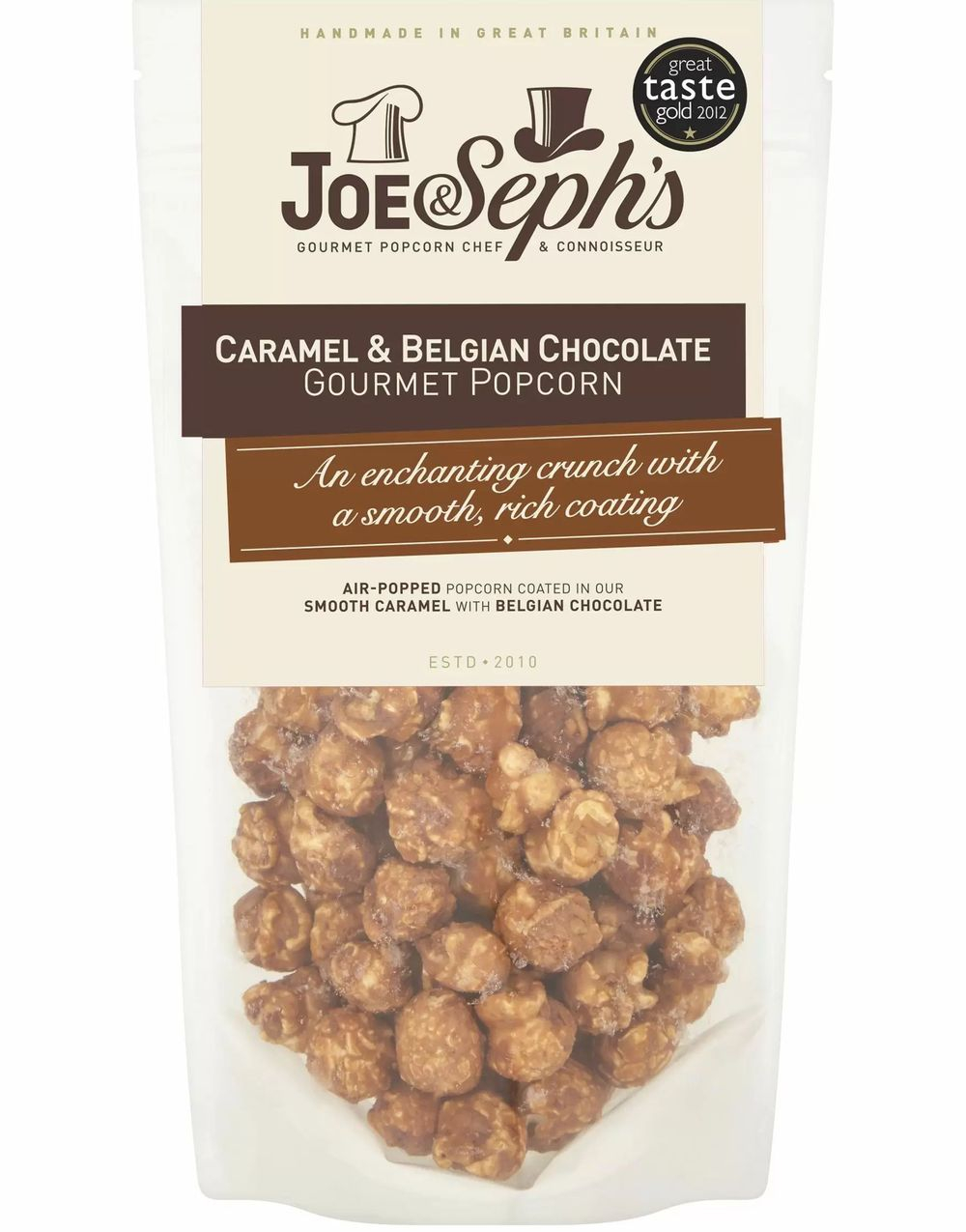 Joe & Seph's Caramel & Belgian Chocolate Gourmet Popcorn - Popcorn med Karamell og Belgisk Sjokolade 75 gram