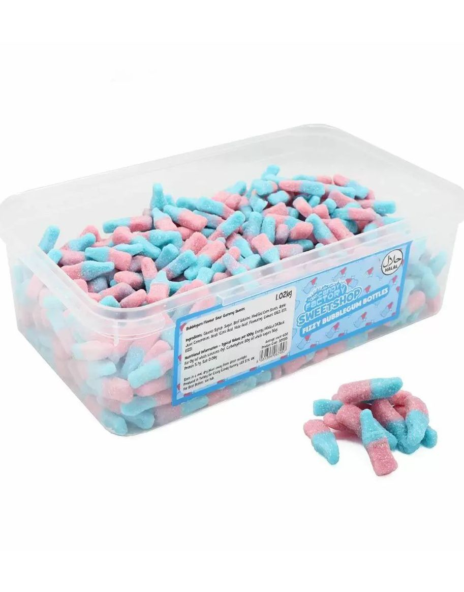 600 stk Sweetshop Fizzy Bubblegum Bottles - Sure Bubblegumflasker 1,02 kg