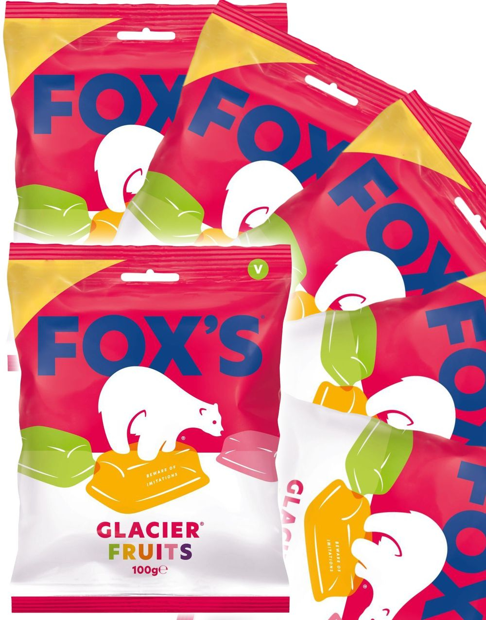 12 stk Fox's Glacier Fruits - Sukkertøy med Fruktsmaker - Hel Eske 1,2 kg