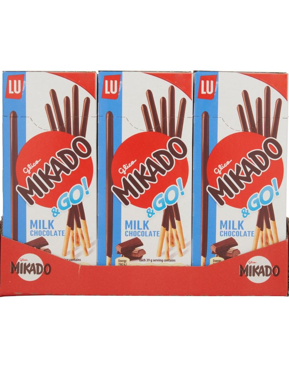 24 stk Mikado & Go - Kjekspinner dekket i Melkesjokolade - Hel Eske 936 gram (Japan)