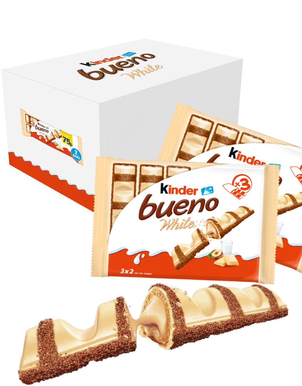 11 stk 3x2pk Kinder Bueno White Sjokolade - Hel Eske