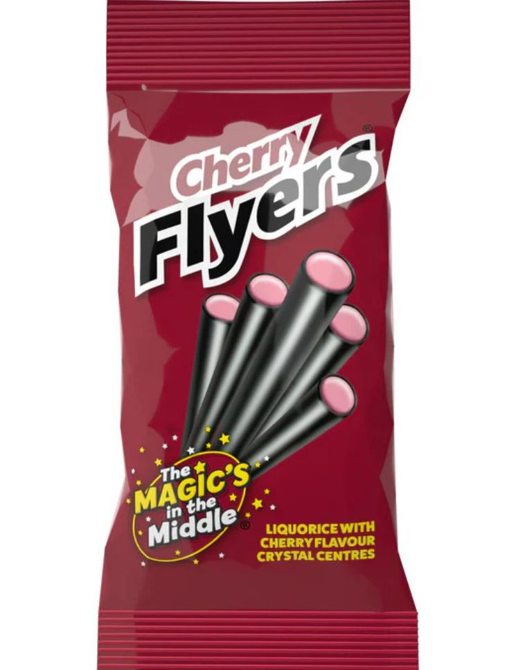 Maxilin Cherry Flyers - Lakrisstenger med Kirsebærfyll 75 gram