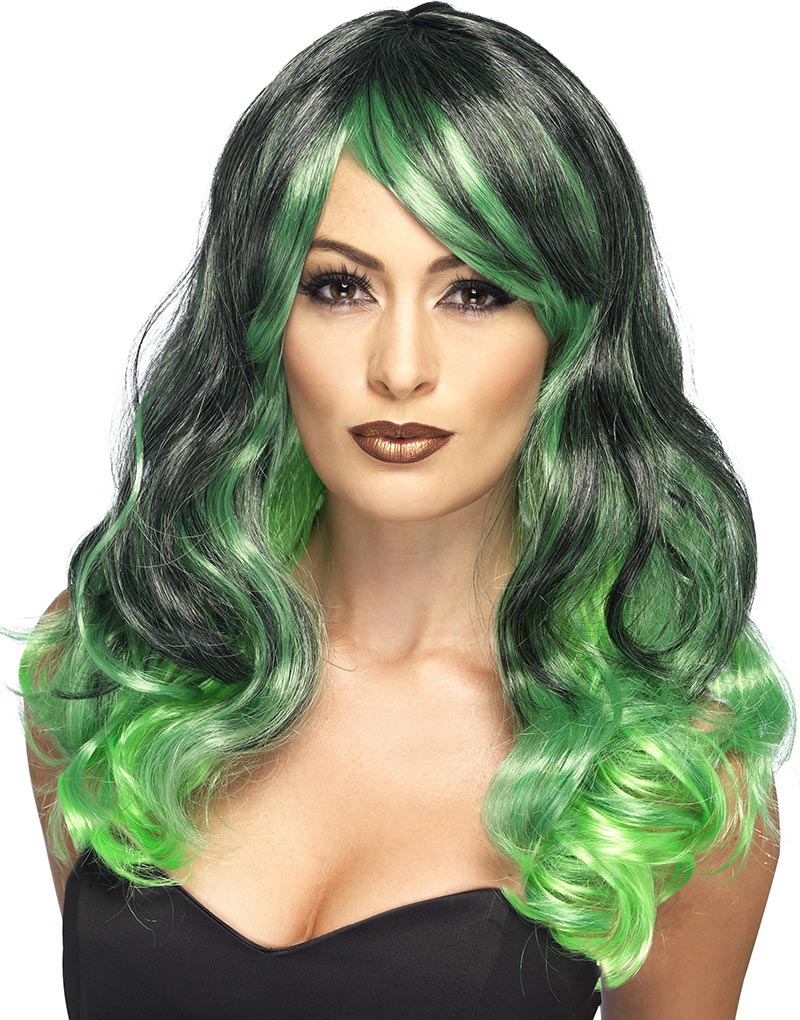 Svart og Grønn Ombre Siren Parykk