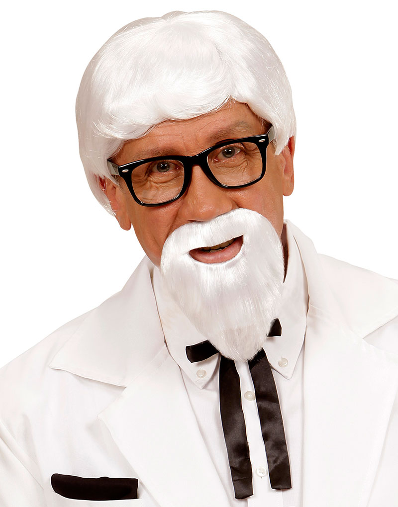 Hvit Parykk med Skjegg