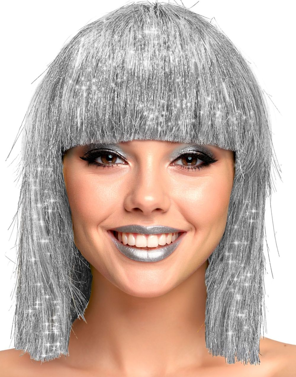 Silver Glitzy - Parykk med Glitter