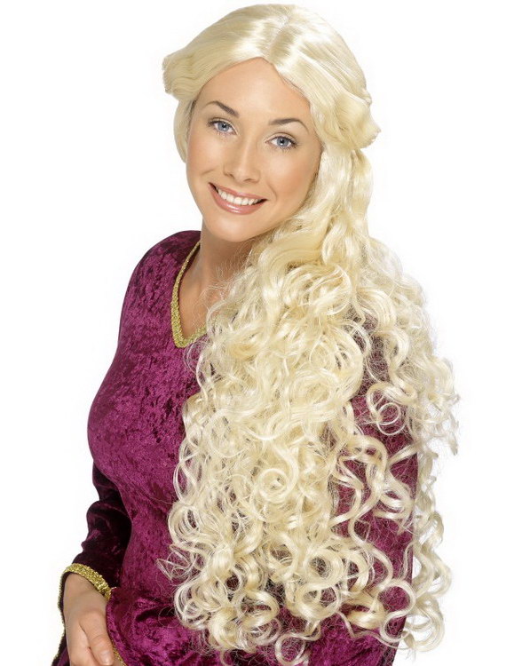 Middelalder Parykk m/Krøller - Blond