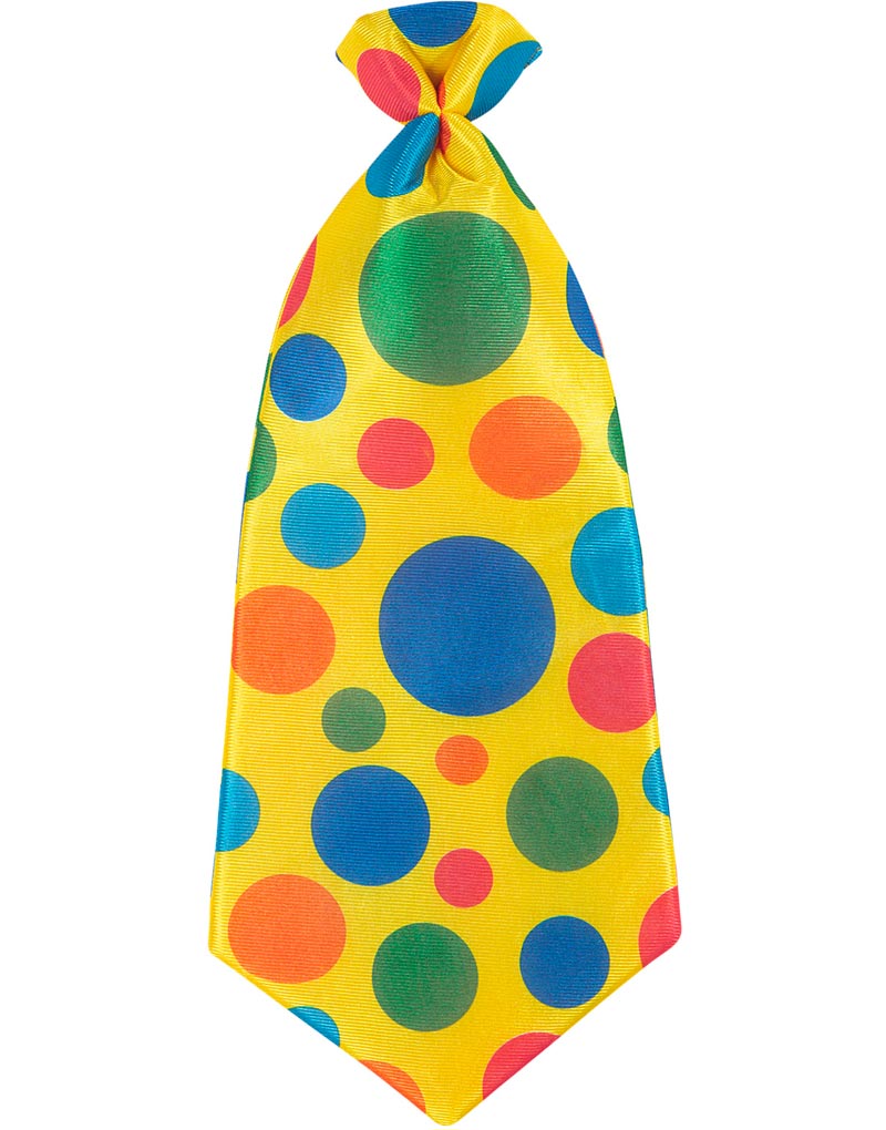 STORT Gult Klovneslips med Fargerike Prikker