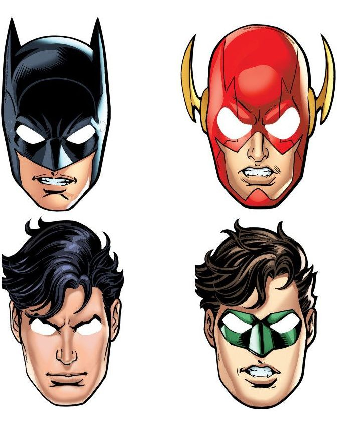 8 stk Lisensiert Justice League Pappmasker
