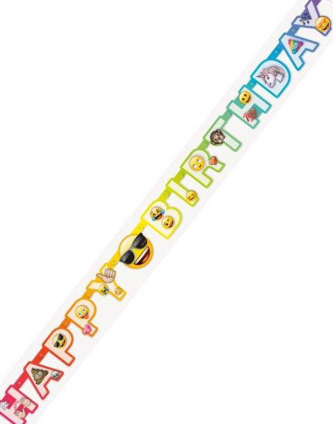 Happy Birthday Banner 182 cm - Emoji Motiv