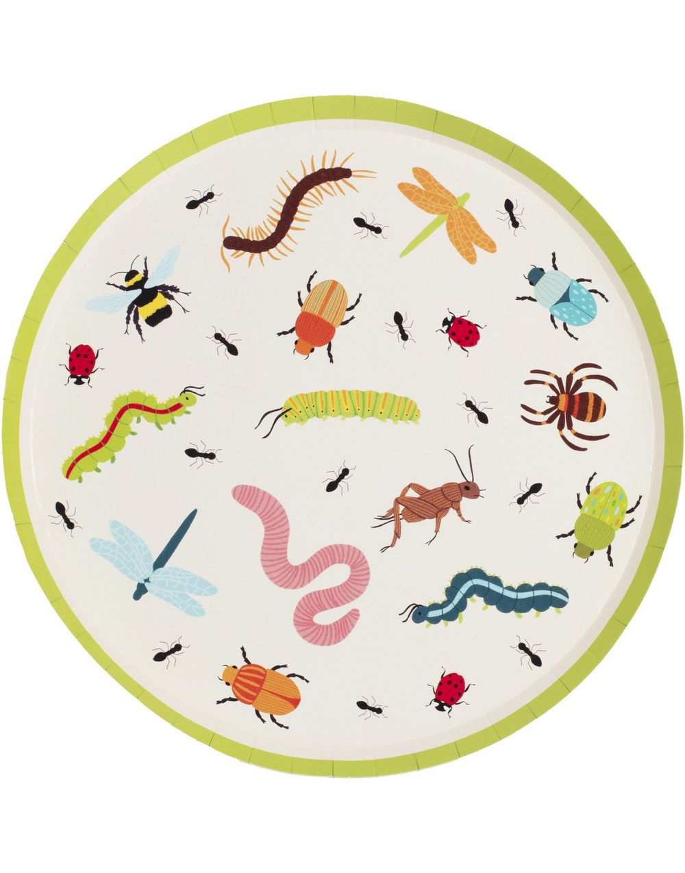 8 stk Papptallerkener med Insektmotiv 24 cm - Bug Party
