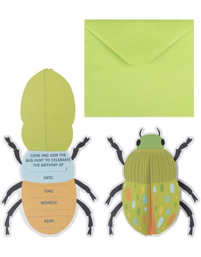 5 stk Invitasjoner Pop Up Insekt - Bug Party