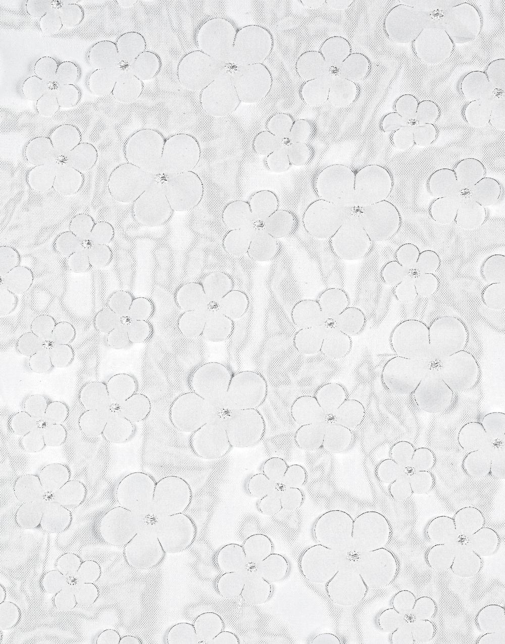 Hvit Blomstrete Bordløper 26x500 cm