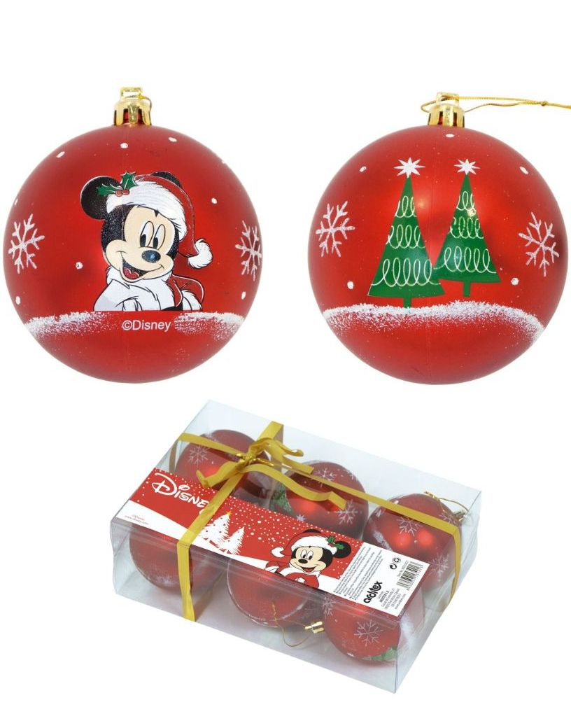 6 stk Mikke Mus Julekuler 8 cm