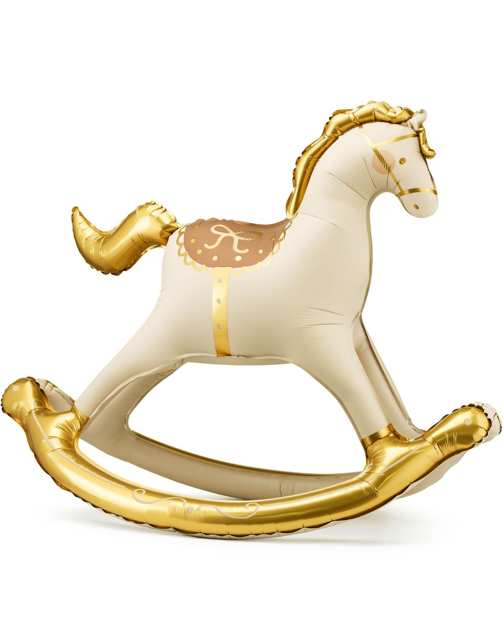 STOR Gyngehest med Gull Detaljer Stor Folieballong 118x104 cm
