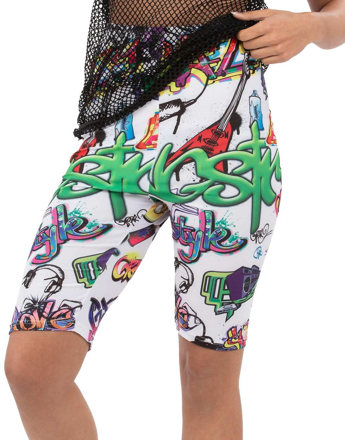90s Unisex Graffiti Sykkelshorts