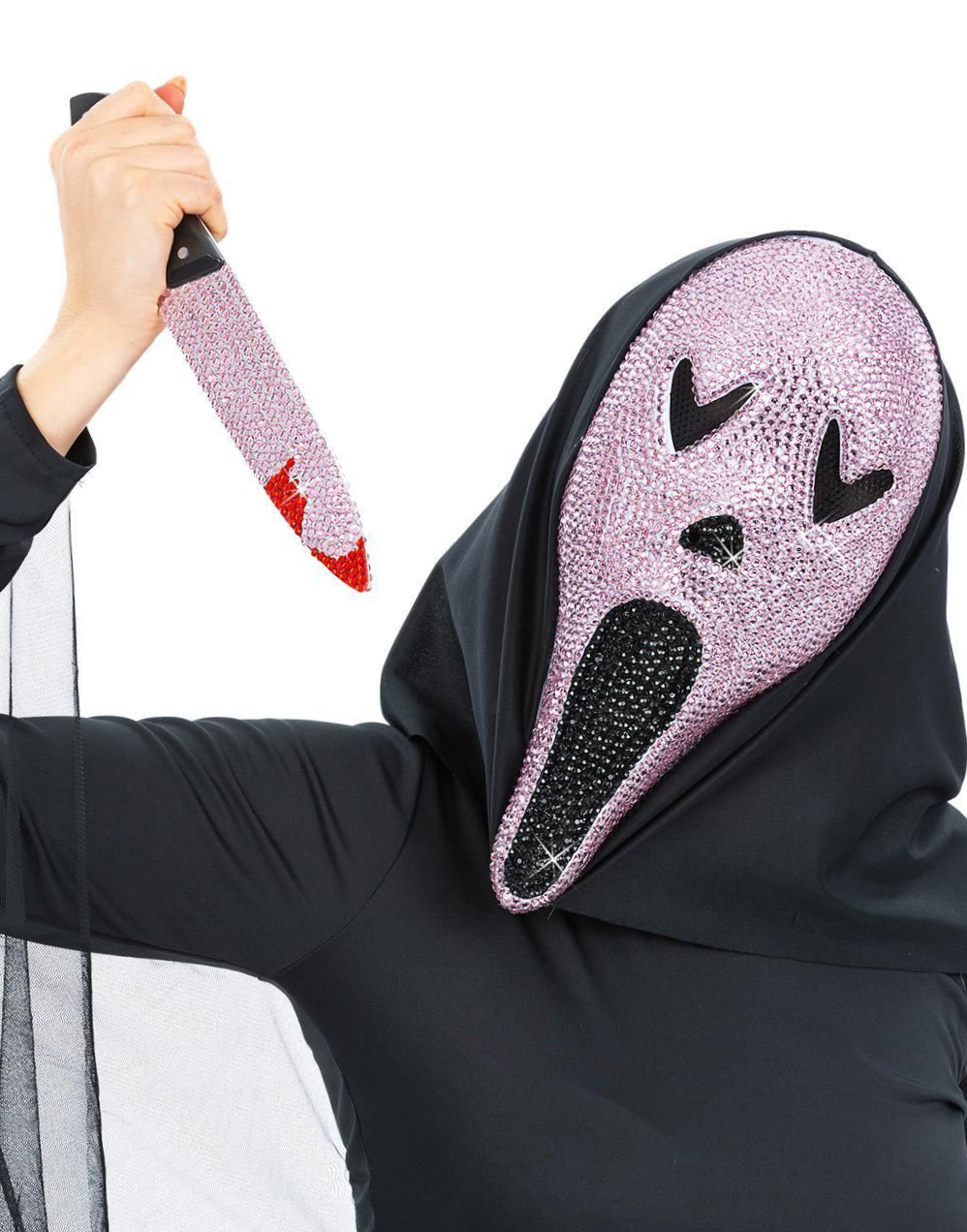 Inspirert Scream Maske med Rosa Juveler og Kniv