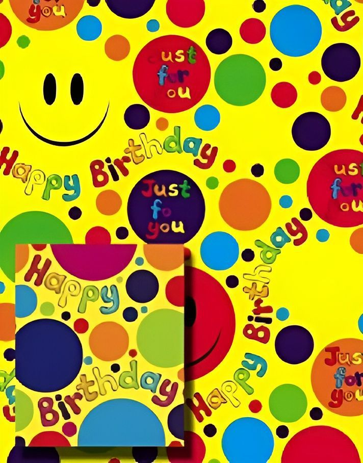 2 stk Happy Birthday Gavepapir med 2 stk Navnelapper - 50x70cm