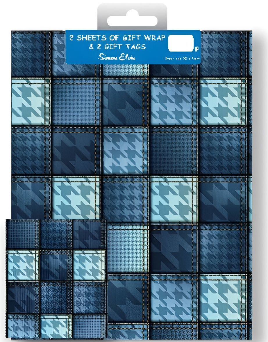 2 stk Rutete Gavepapir med 2 stk Navnelapper - 50x70cm