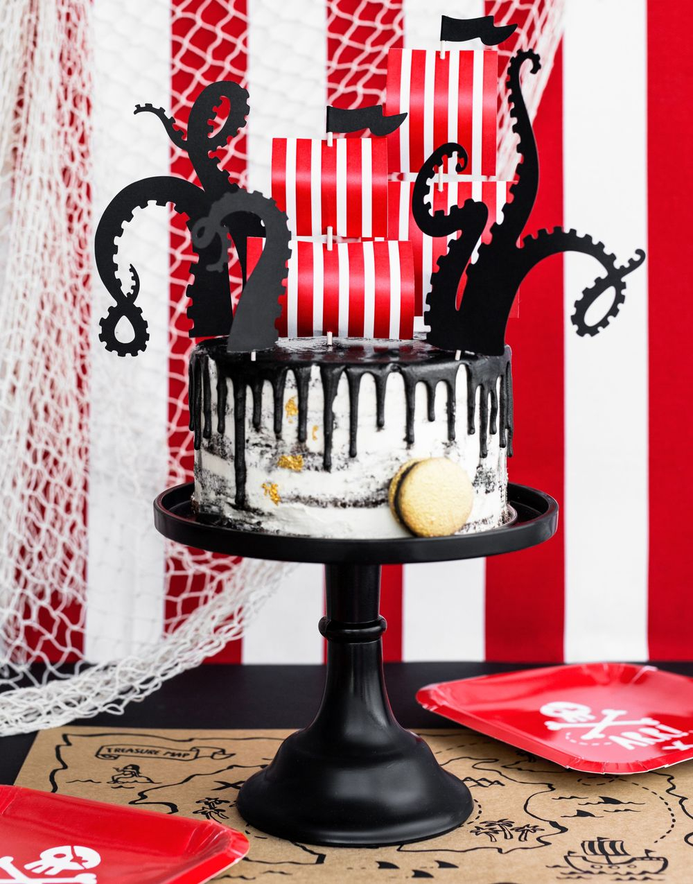 5 Deler Kakepynt med Kraken Pirat Tema - Pirates Party